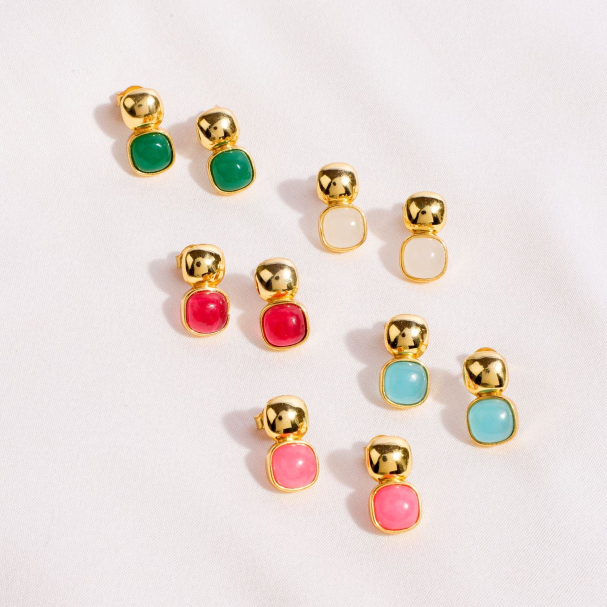 Glossy Gold & Dazzling Ruby Red Crystal Stud