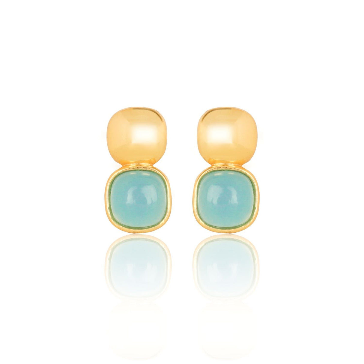 Glossy Gold & London Blue Crystal Stud