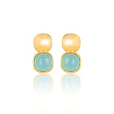 Glossy Gold & London Blue Crystal Stud