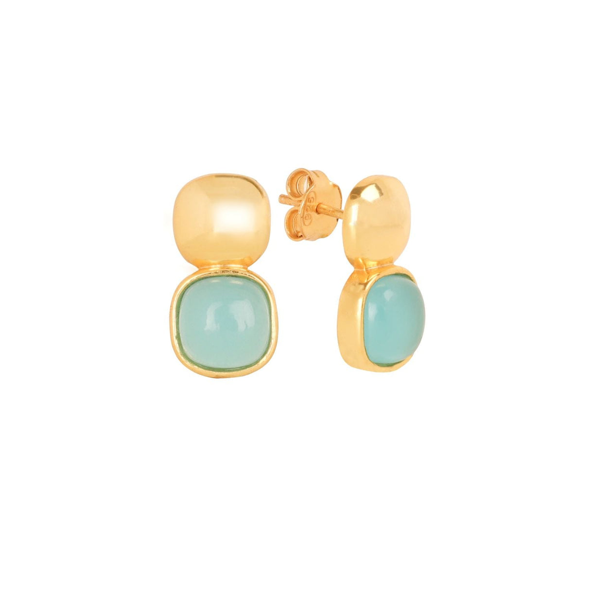 Glossy Gold & London Blue Crystal Stud