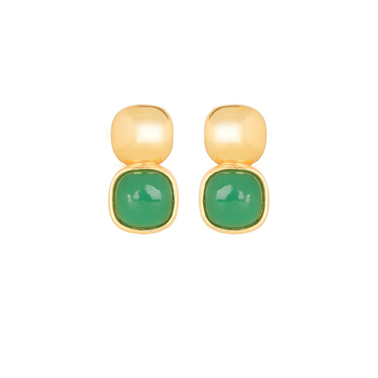 Glossy Gold & Emerald Green Crystal Stud
