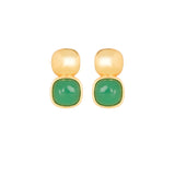 Glossy Gold & Emerald Green Crystal Stud