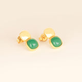 Glossy Gold & Emerald Green Crystal Stud