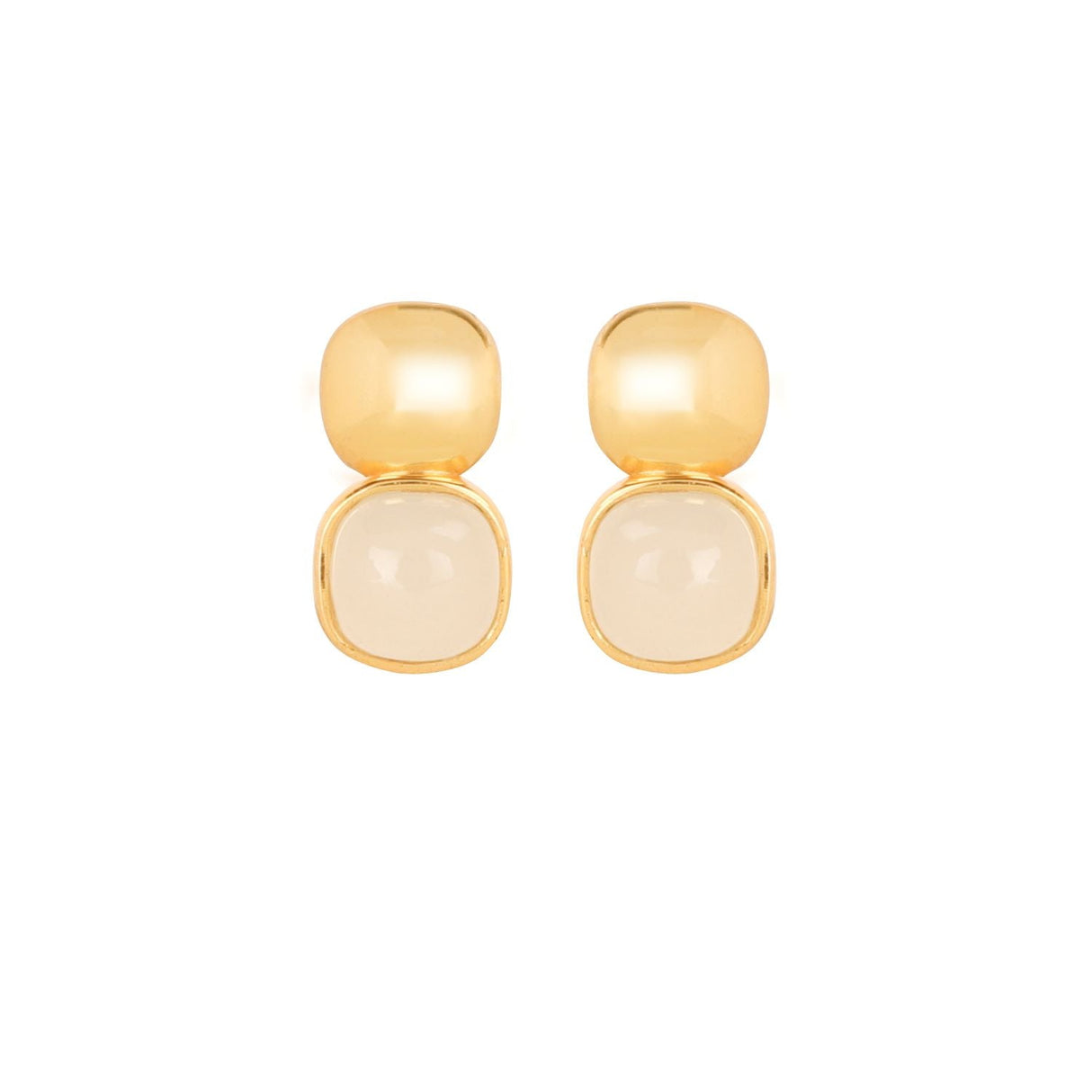 Glossy Gold & Sparkling White Crystal Stud