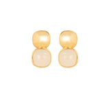 Glossy Gold & Sparkling White Crystal Stud