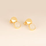 Glossy Gold & Sparkling White Crystal Stud
