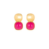 Glossy Gold & Dazzling Ruby Red Crystal Stud