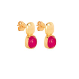 Glossy Gold & Dazzling Ruby Red Crystal Stud