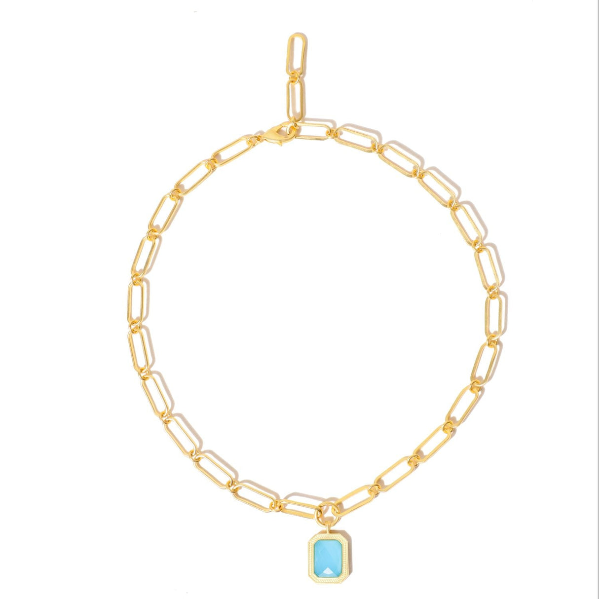 Paperclip Chain Rectangular Bahamain Blue Crystal