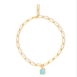 Paperclip Chain Rectangular Bahamain Blue Crystal