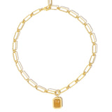 Paperclip Chain Rectangular Citrine Crystal Necklace