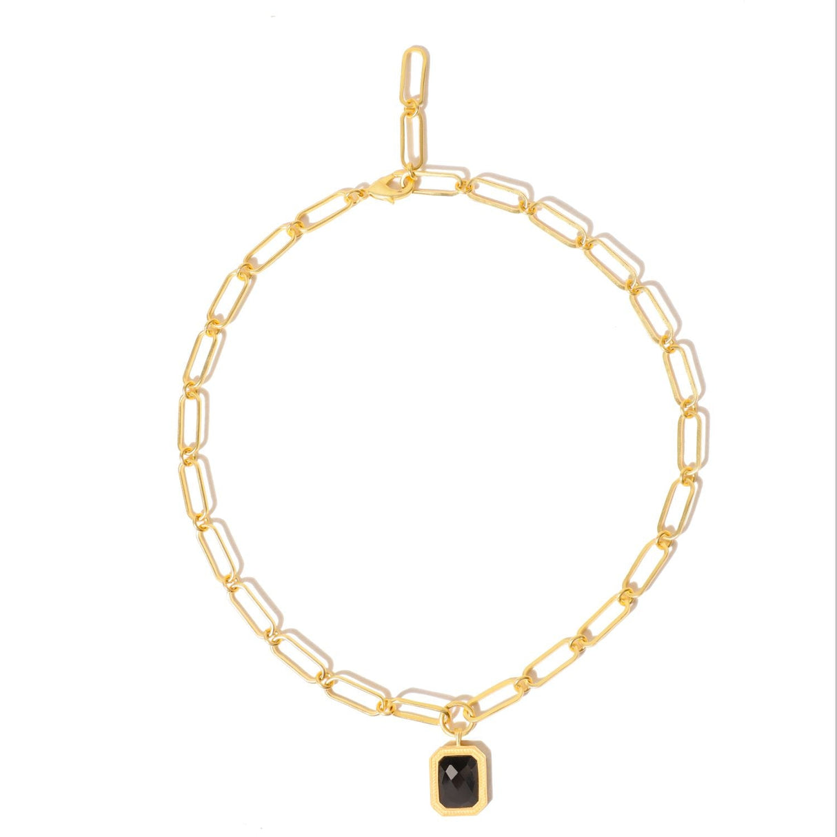 Paperclip Chain Rectangular Black Crystal