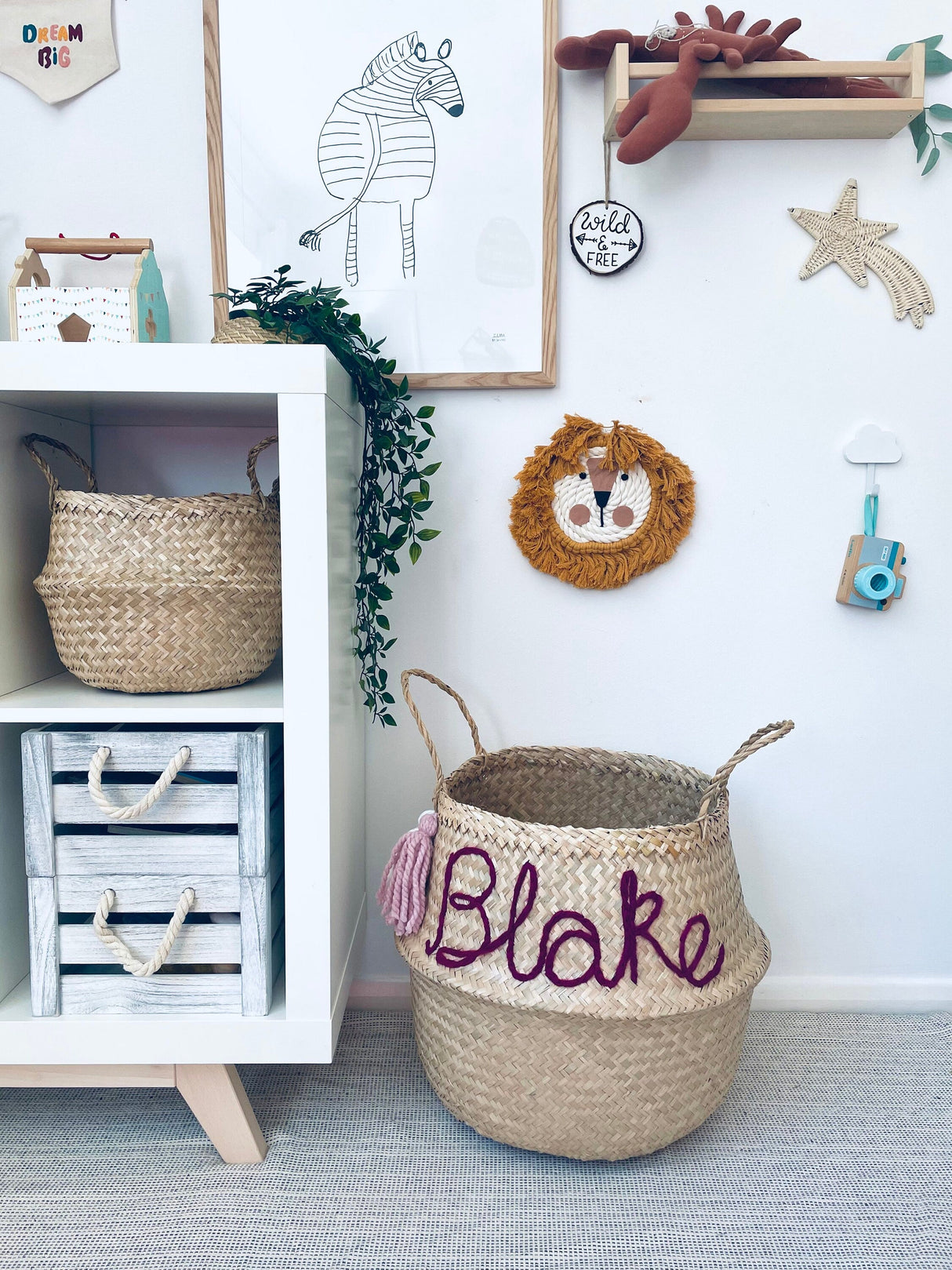 Blue Personalised Tassel Name Basket - Extra Large (Copy)