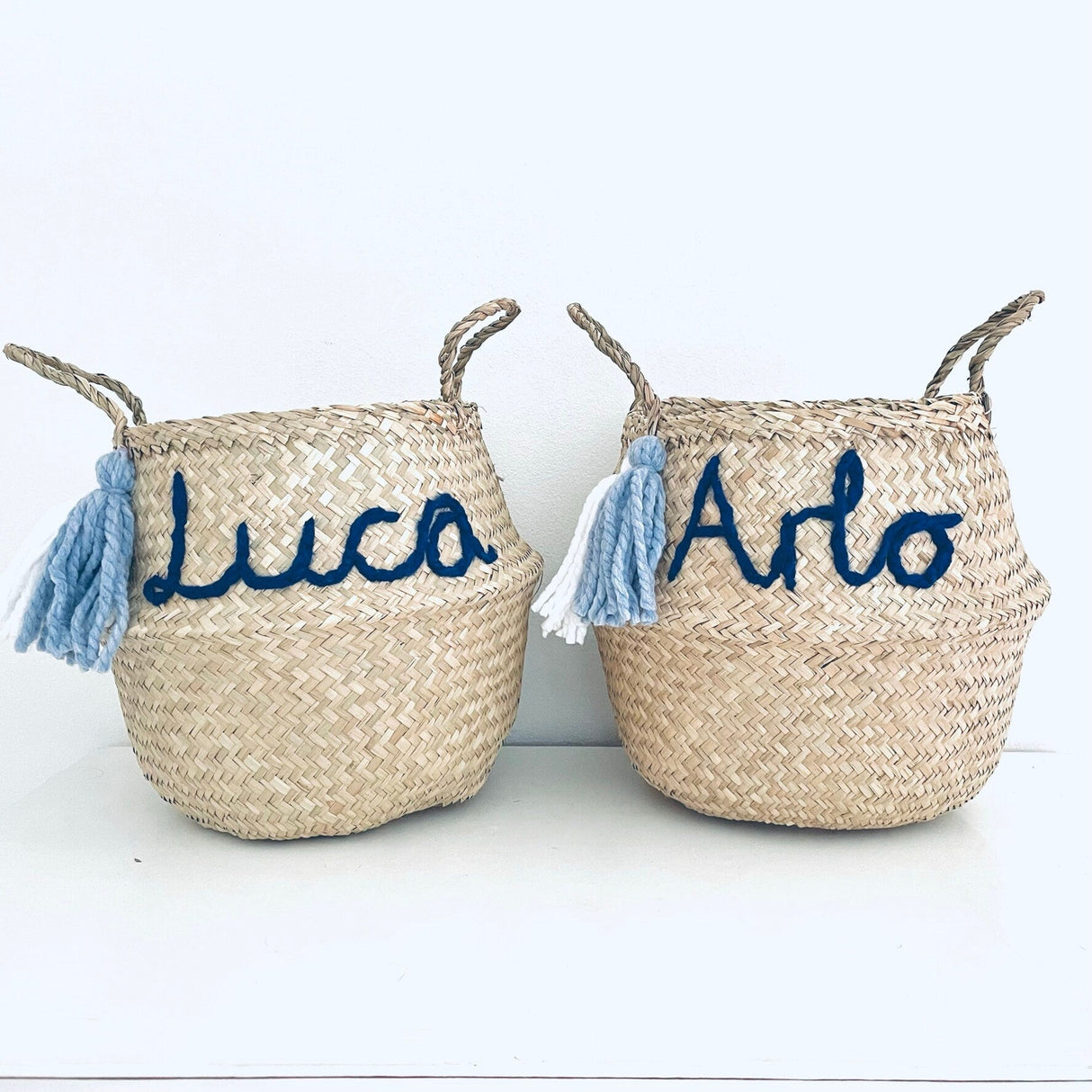Blue Personalised Tassel Name Basket - Extra Large (Copy)
