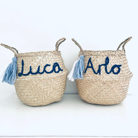 Blue Personalised Tassel Name Basket - Extra Large (Copy)