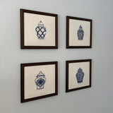 Ginger Jars Set of 4 Embroidered Artwork