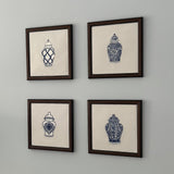Ginger Jars Set of 4 Embroidered Artwork
