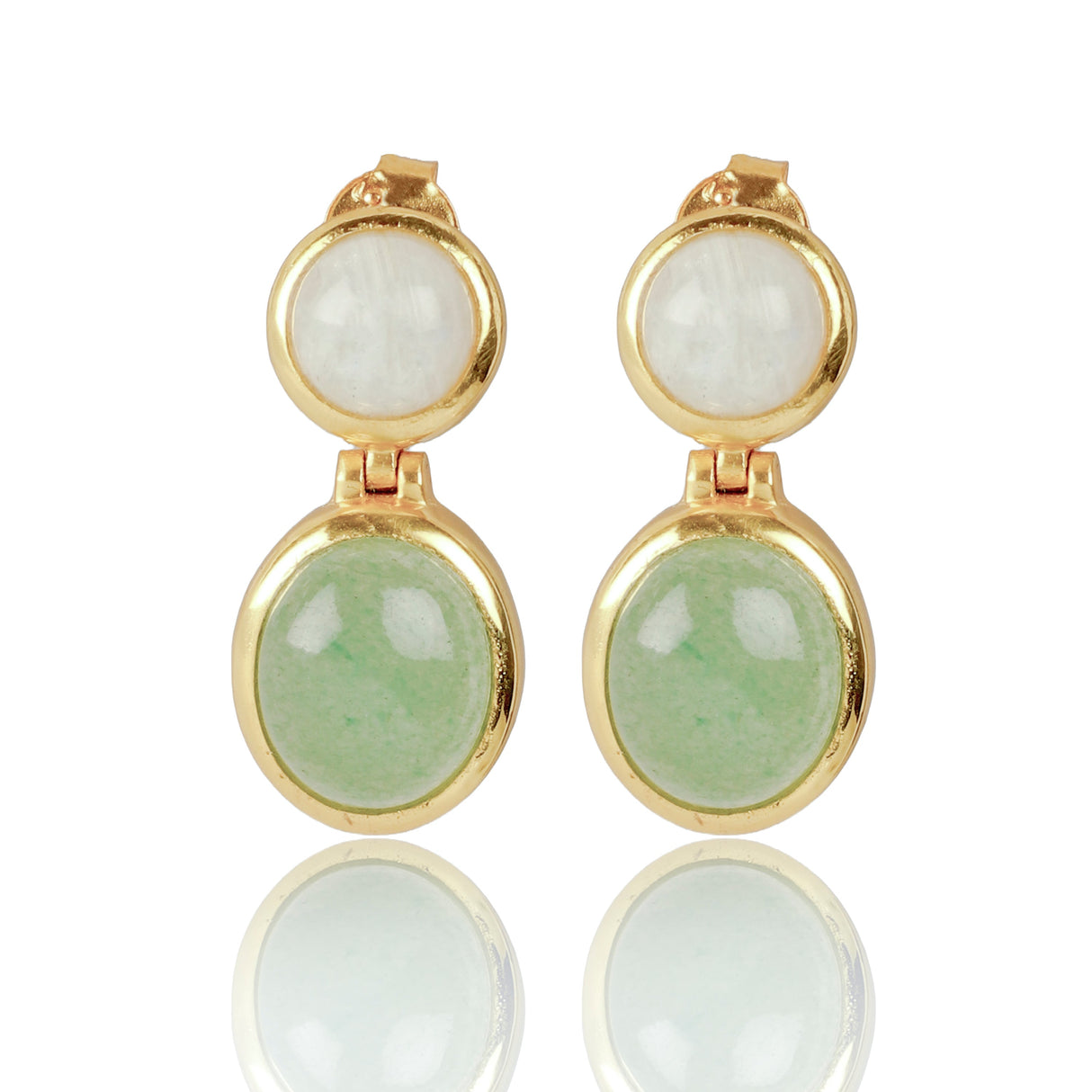Green Aventurine and Moonstone Earrings.