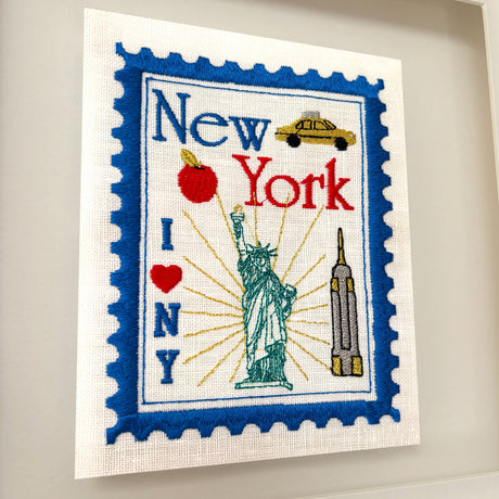New York Embroidered Artwork Print