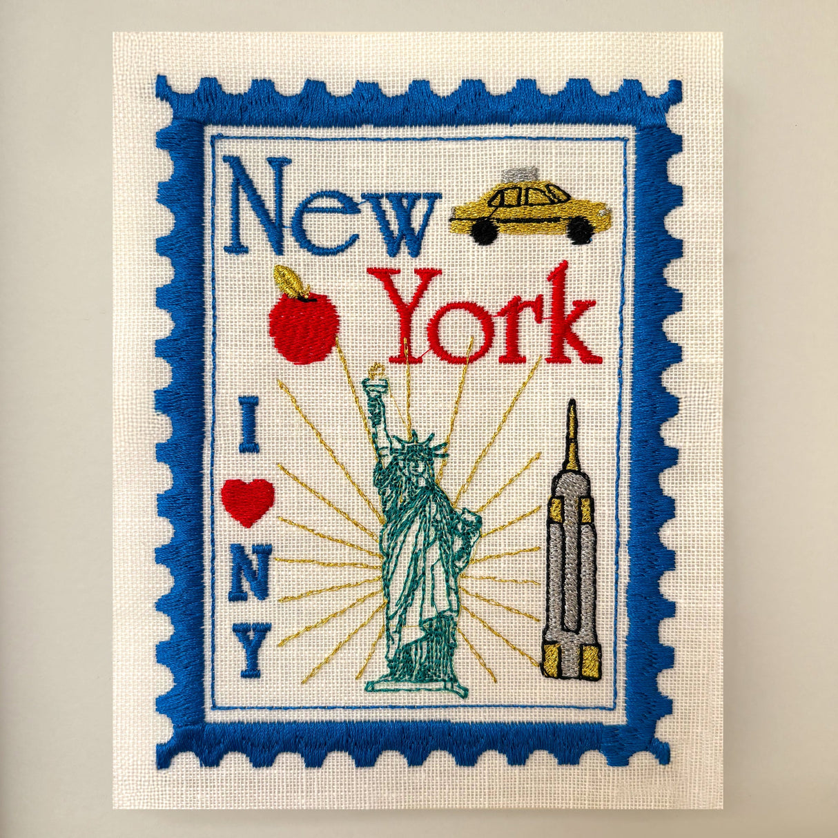 New York Embroidered Artwork Print