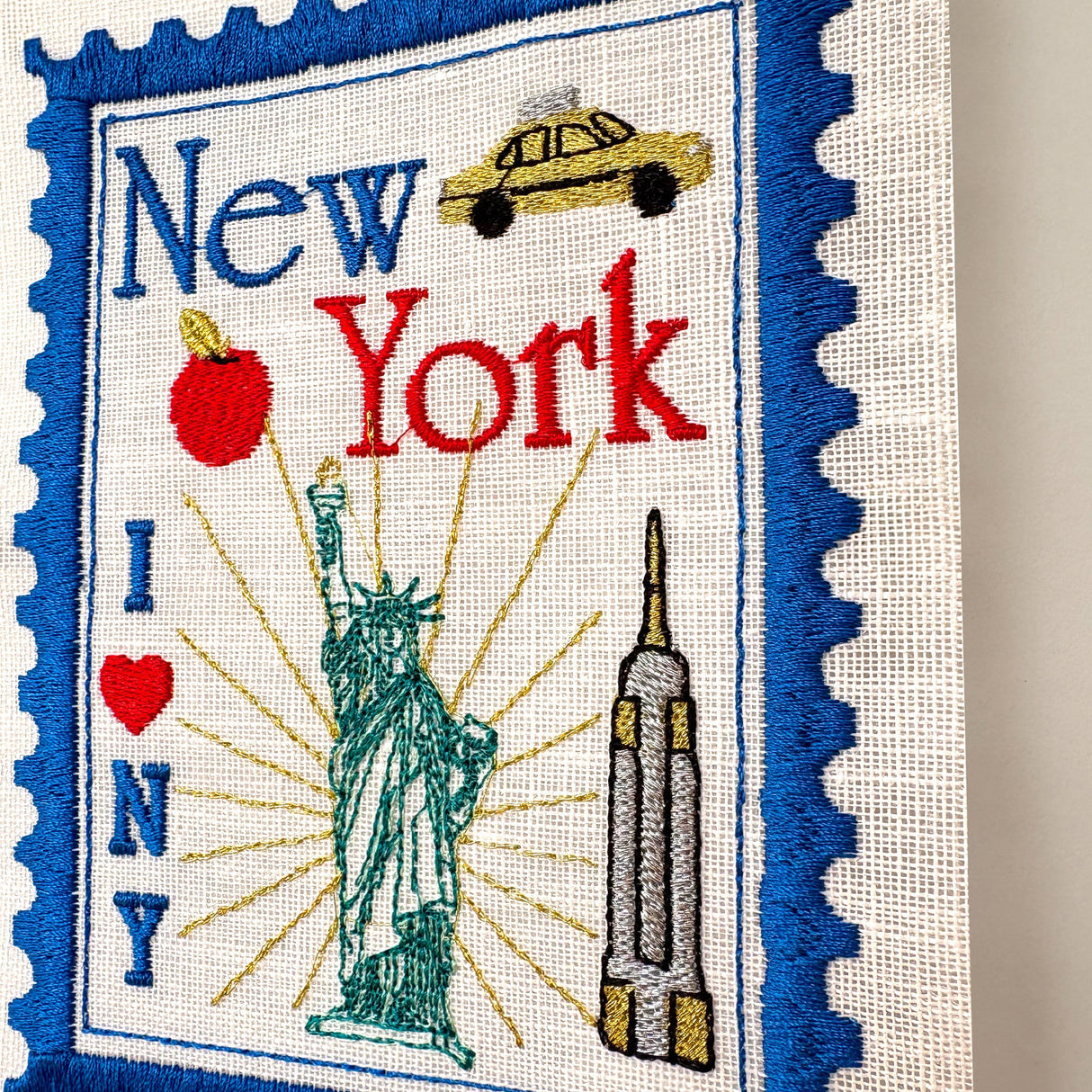 New York Embroidered Artwork Print