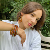 Studded Tortoise Resin Large Hoop Earrings