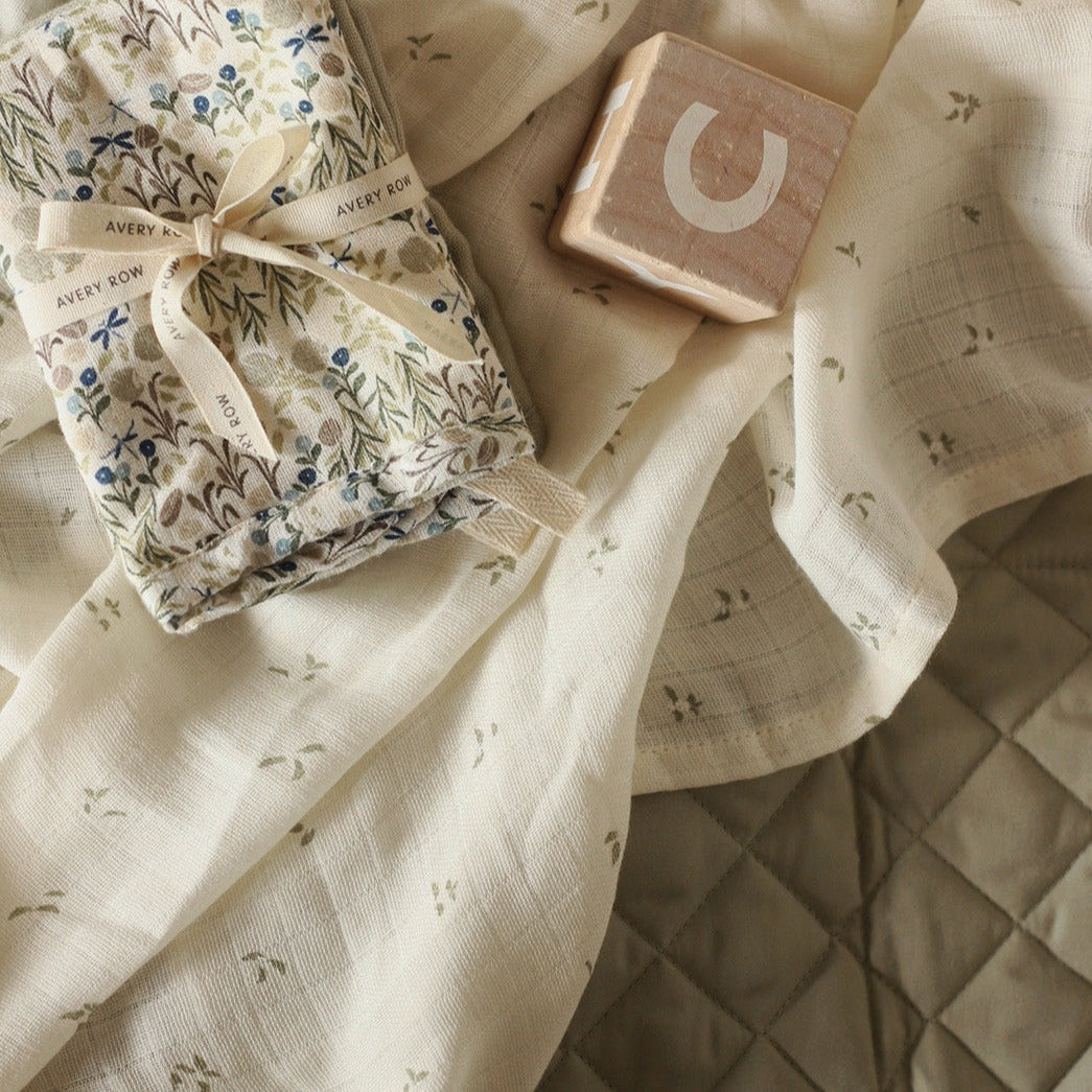 Organic Baby Muslin Swaddle - Nettle Scatter