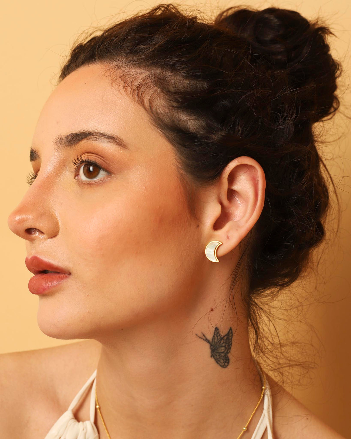MOON Studs Earrings Mother of Pearl