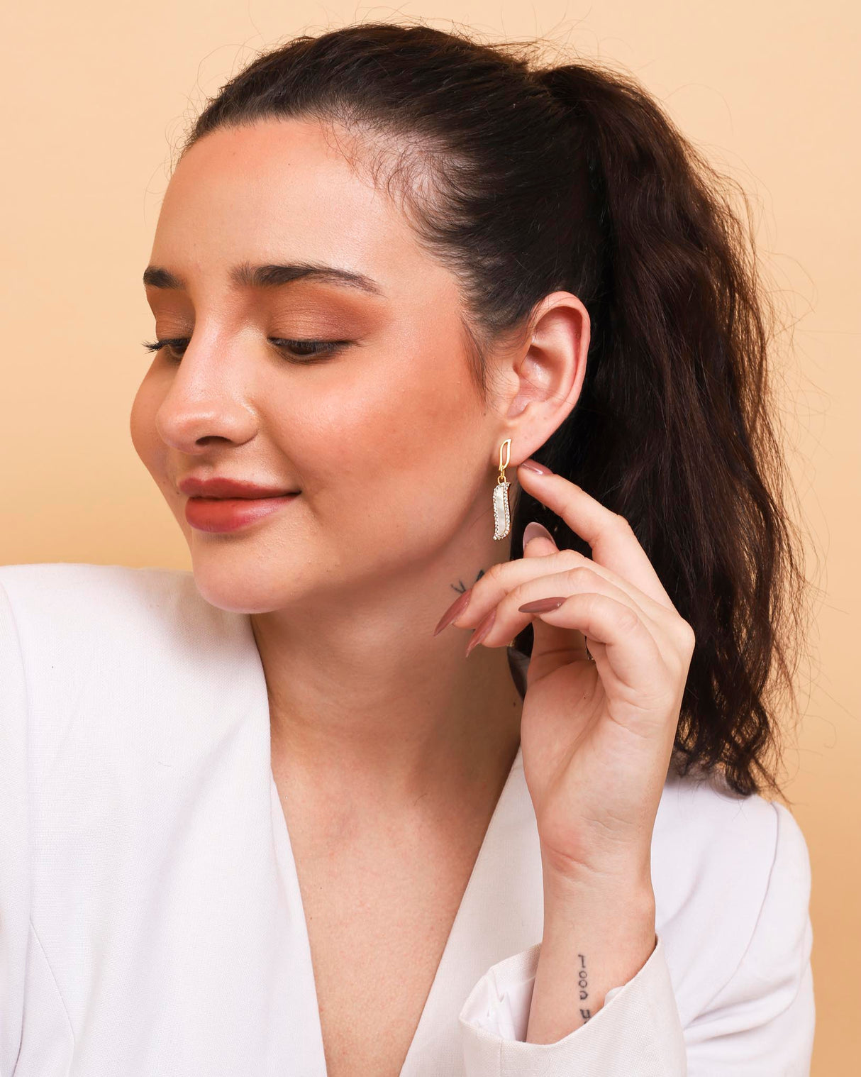 Asymmetric Earrings - Mother of Pearl "Wave Symphony"