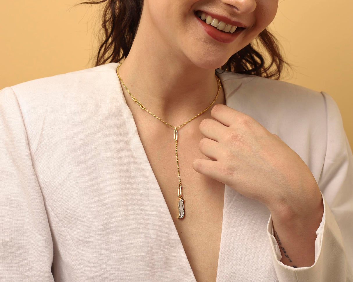 Lariat Necklace - Mother of Pearl "Wave Symphony"