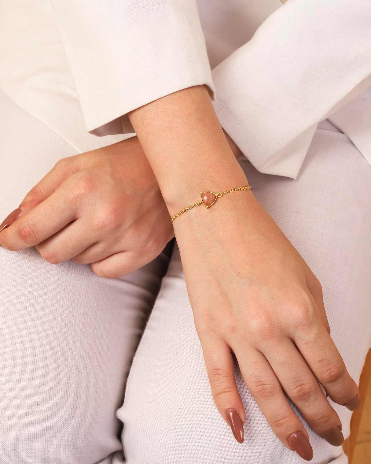 Peach MoonStone Bracelet "Stellar Elegance"