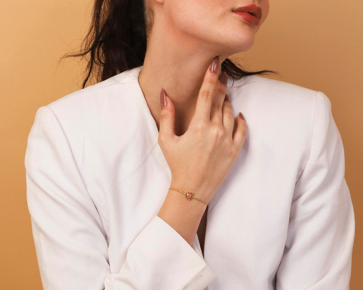 Peach MoonStone Bracelet "Stellar Elegance"