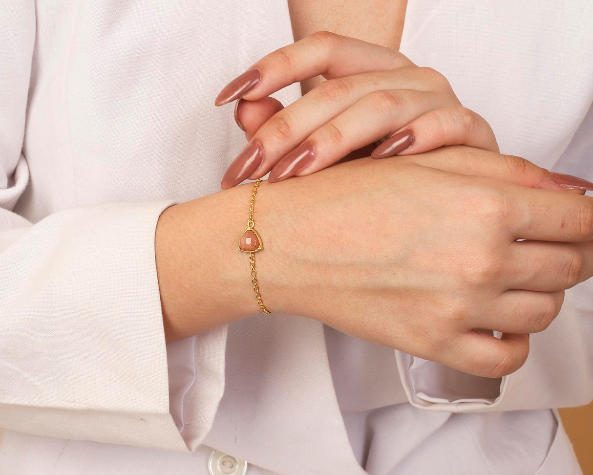 Peach MoonStone Bracelet "Stellar Elegance"