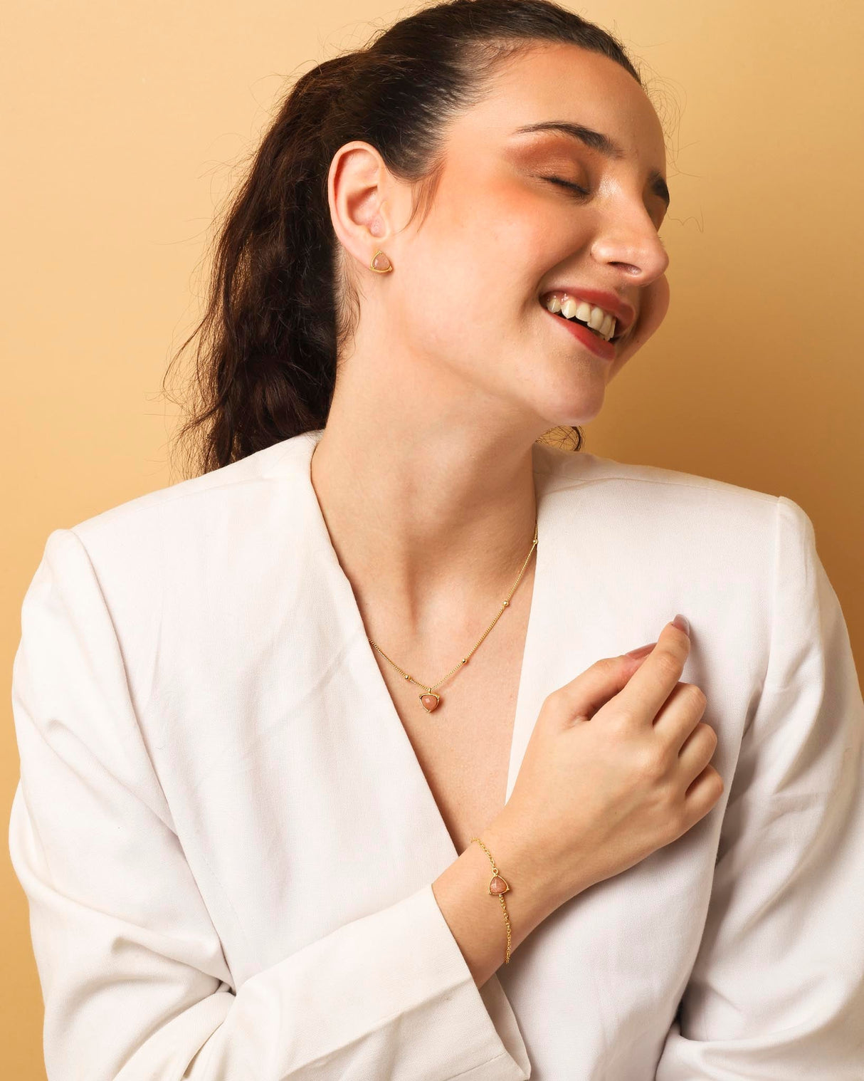 Peach Moonstone Necklace "Stellar Elegance"