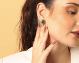 Malachite Stud Earrings"Stellar Elegance"