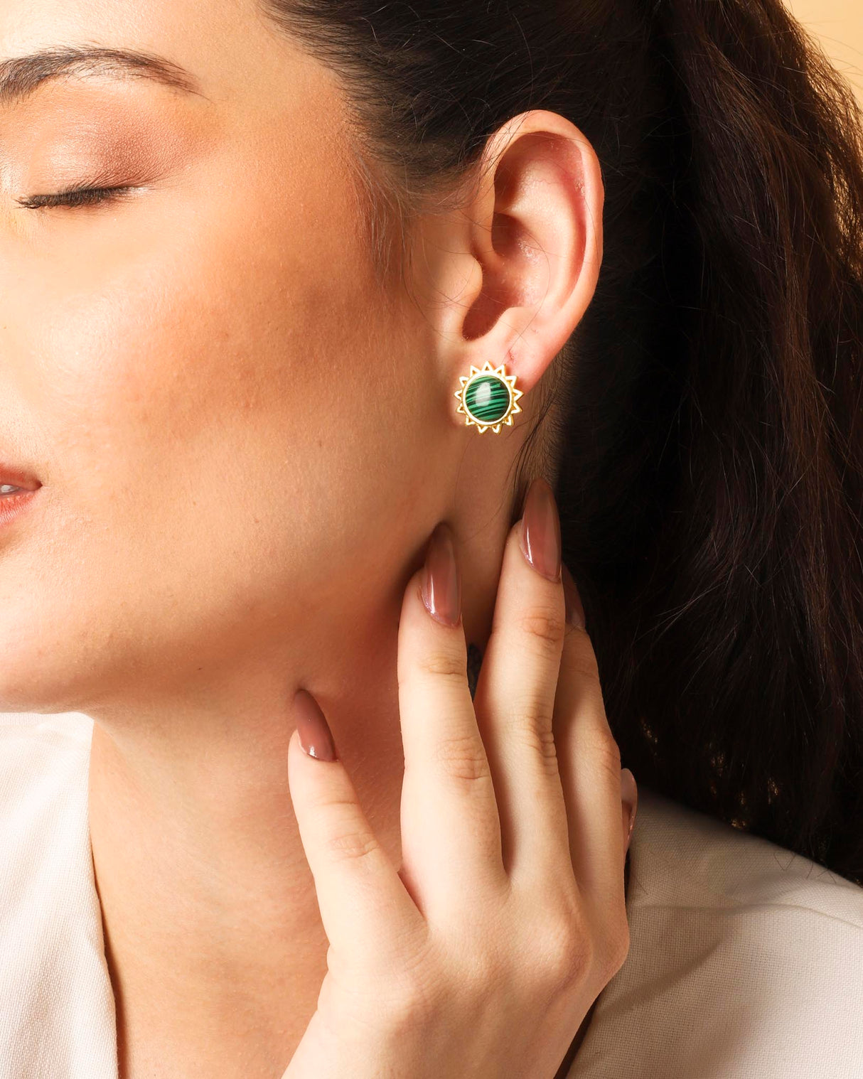 Malachite Stud Earrings"Stellar Elegance"