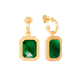 Rectangular Emerald Green Crystal Hoops