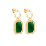 Rectangular Emerald Green Crystal Hoops