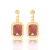 Rectangular Amber Brown Crystal Hoops