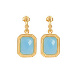 Rectangular Bahamian Blue Crystal Hoops
