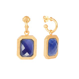 Rectangular Blue Sapphire Crystal Hoops