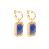 Rectangular Blue Sapphire Crystal Hoops