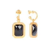 Rectangular Black Crystal Hoops