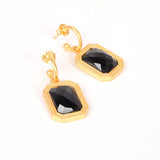 Rectangular Black Crystal Hoops