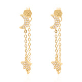 Imogen Moon & Star Drop Chain Earrings | 18k Gold Plated