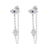 Iris Evil Eye Chain Drop Earrings | 925 Sterling Silver