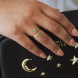 Isla Aventurine Moon & Star Ring | 18k Gold Plated