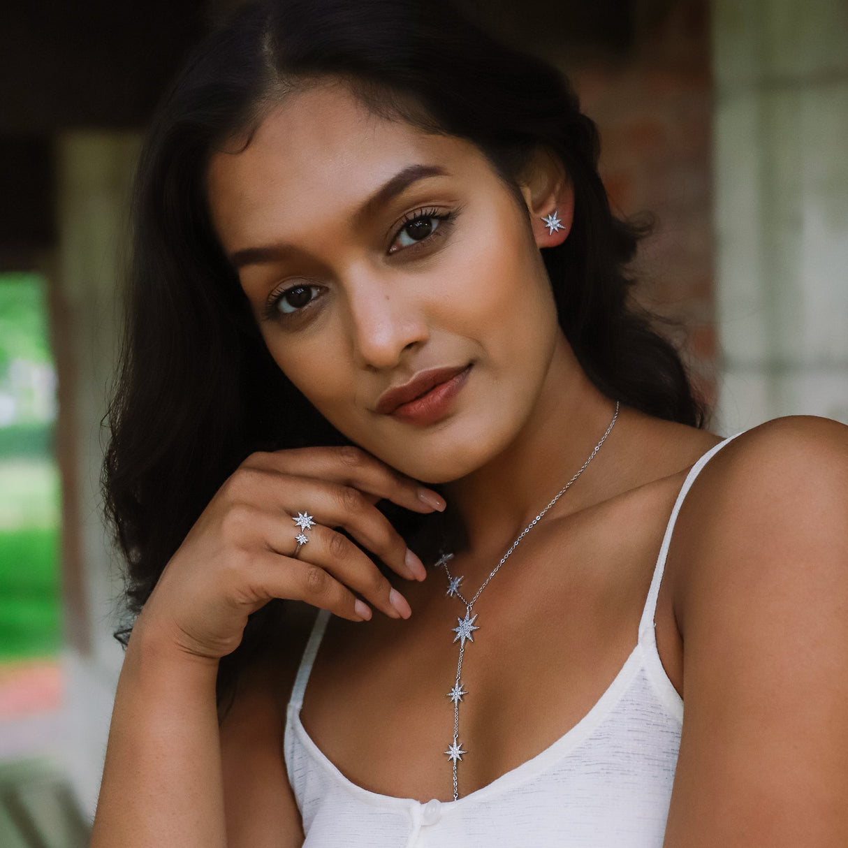 Juliet Star Burst Y Drop Necklace | 925 Sterling Silver