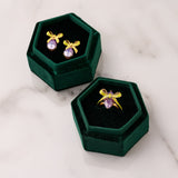 Amelia Bow Earrings Lime, Lilac & Gold