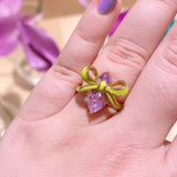Amelia Bow Ring Lime, Lilac & Gold